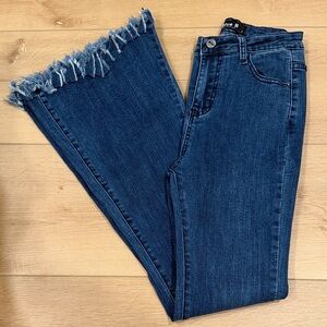 Blue B Frayed Hem Flare Jeans